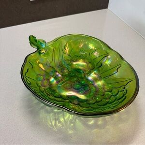 Indiana Glass Iridescent Green Art Bowl